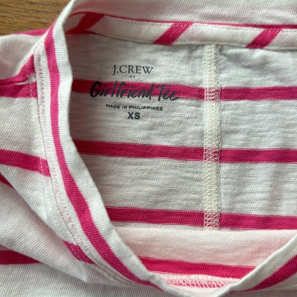 🌷J. Crew pink/white striped Girlfriend tee. Size XS. NWT. - Picture 6 of 9